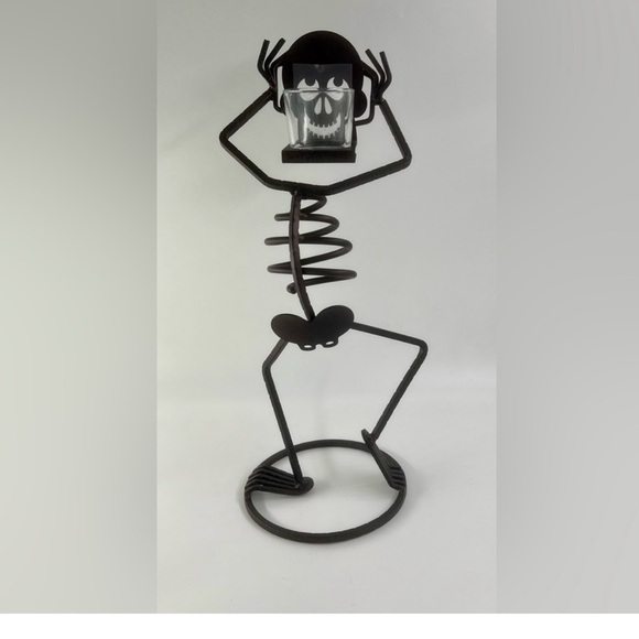 PartyLite Bones Skeleton Votive Holder Black Metal Halloween Decor Retired - Picture 5 of 7